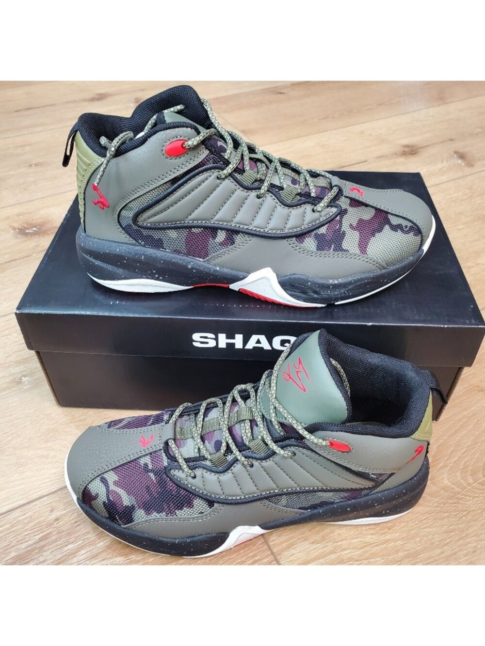 Shaq Speed Demon Boys Size 6 Y Basketball Mid Top Sneakers School Green Camo New